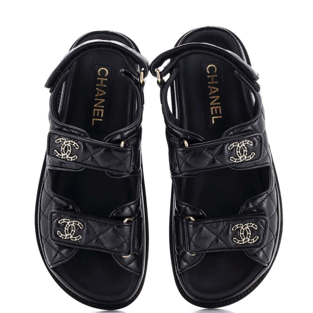 Women's Velcro Dad Sandals Quilted Leather