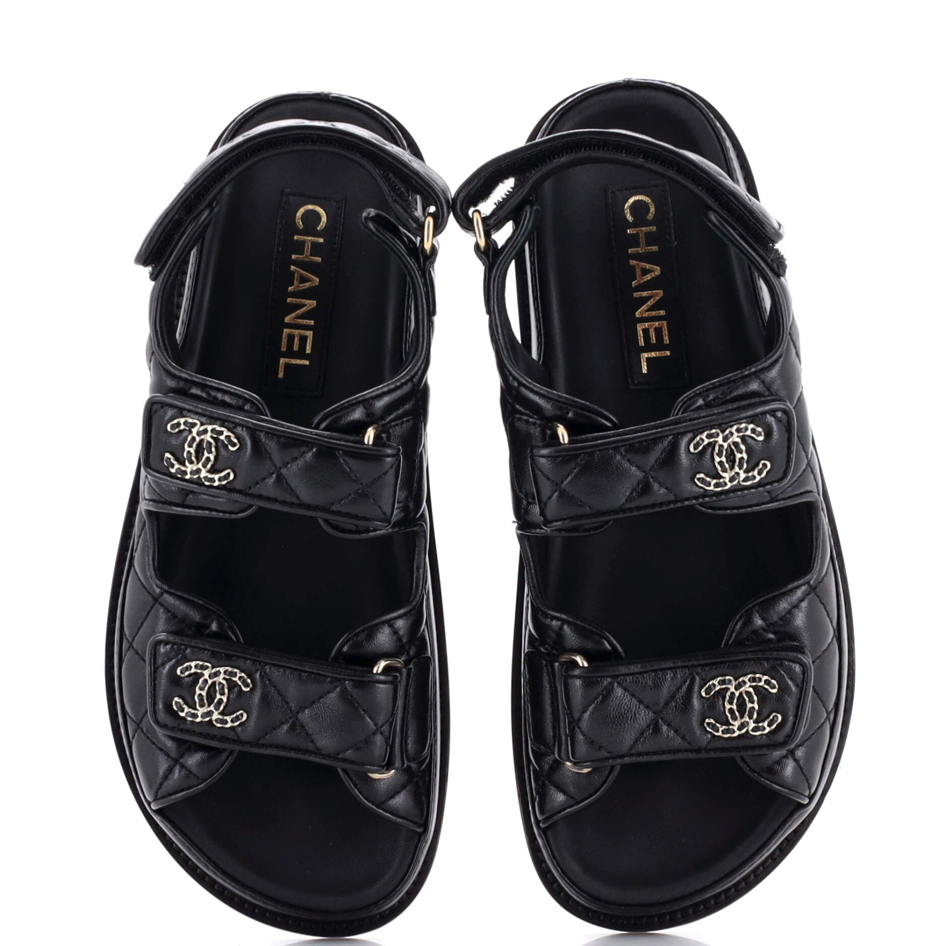 Women's Velcro Dad Sandals Quilted Leather