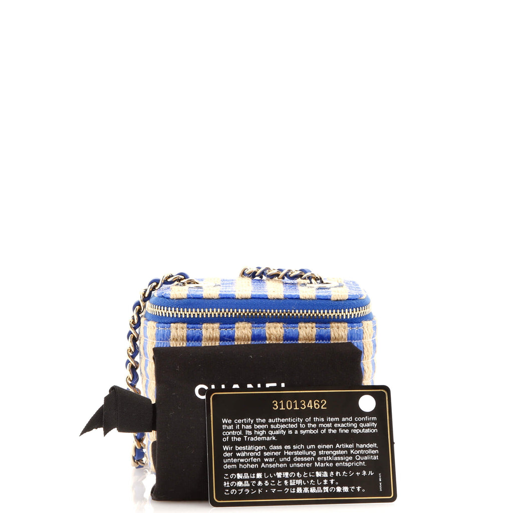 Classic Vanity Case with Chain Striped Raffia and Jute Mini