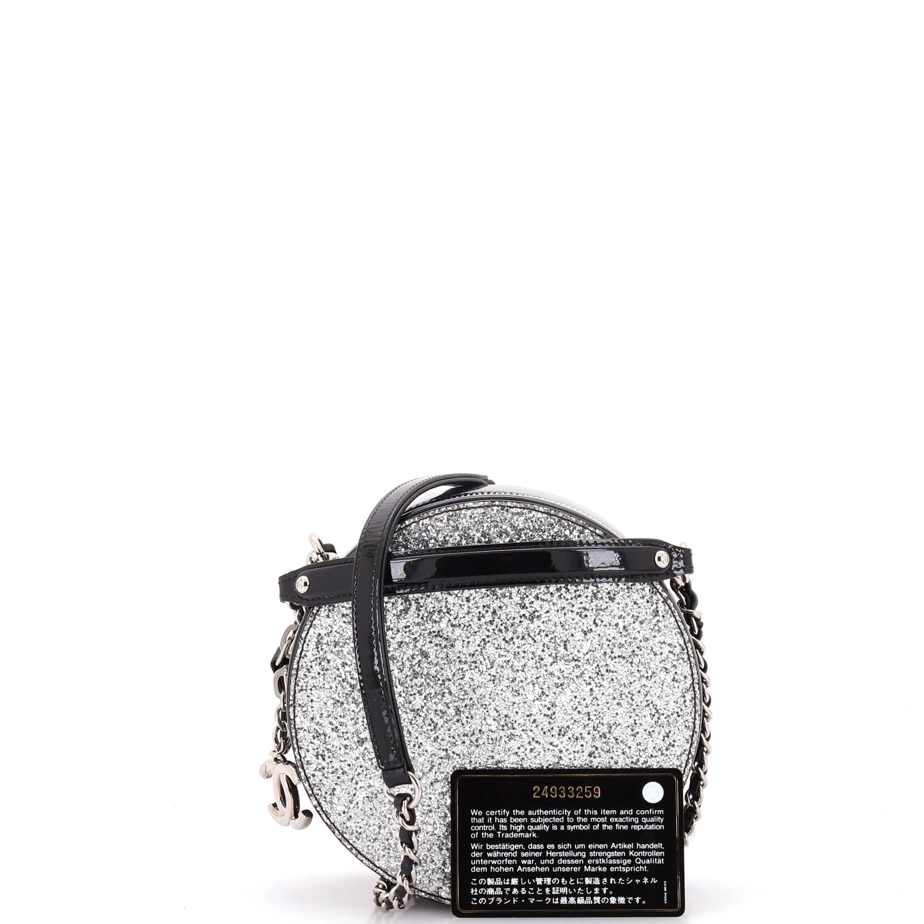 Evening On The Moon Round Evening Bag Glittered PVC with Patent Mini