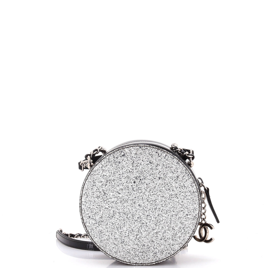 Evening On The Moon Round Evening Bag Glittered PVC with Patent Mini
