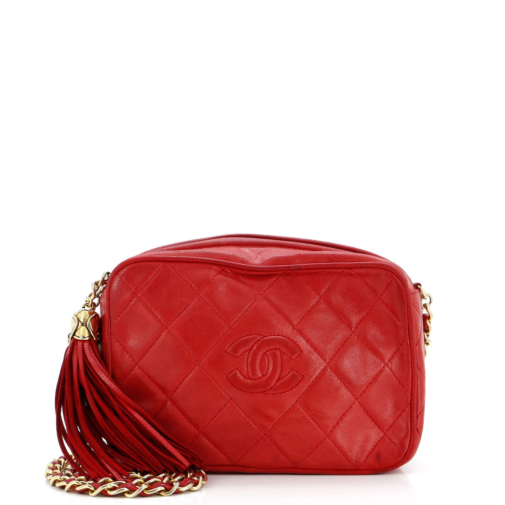 Vintage Diamond CC Camera Bag Quilted Leather Small