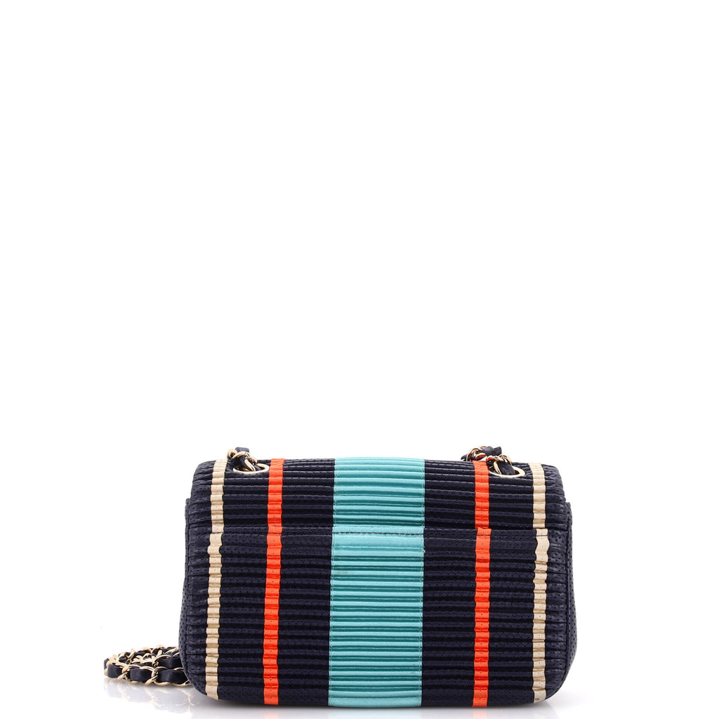 Coco Pleats Classic Single Flap Bag Printed Perforated Calfskin Mini