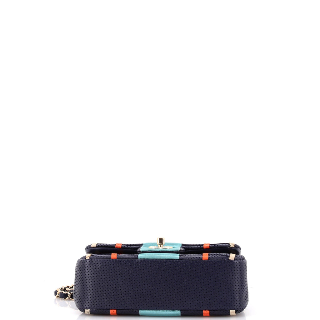 Coco Pleats Classic Single Flap Bag Printed Perforated Calfskin Mini