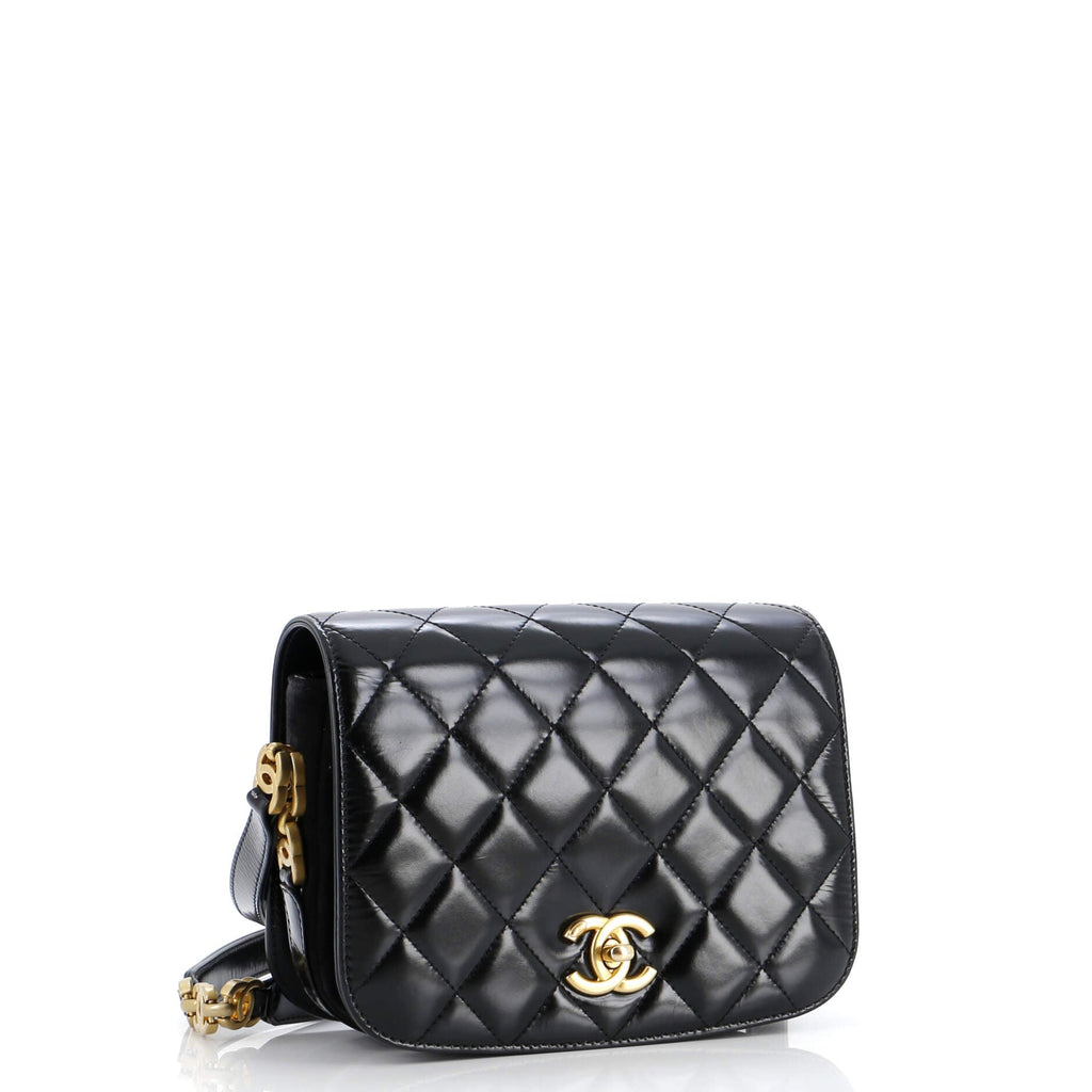 My Sweet CC Full Flap Messenger Bag Quilted Shiny Calfskin with Suede Mini
