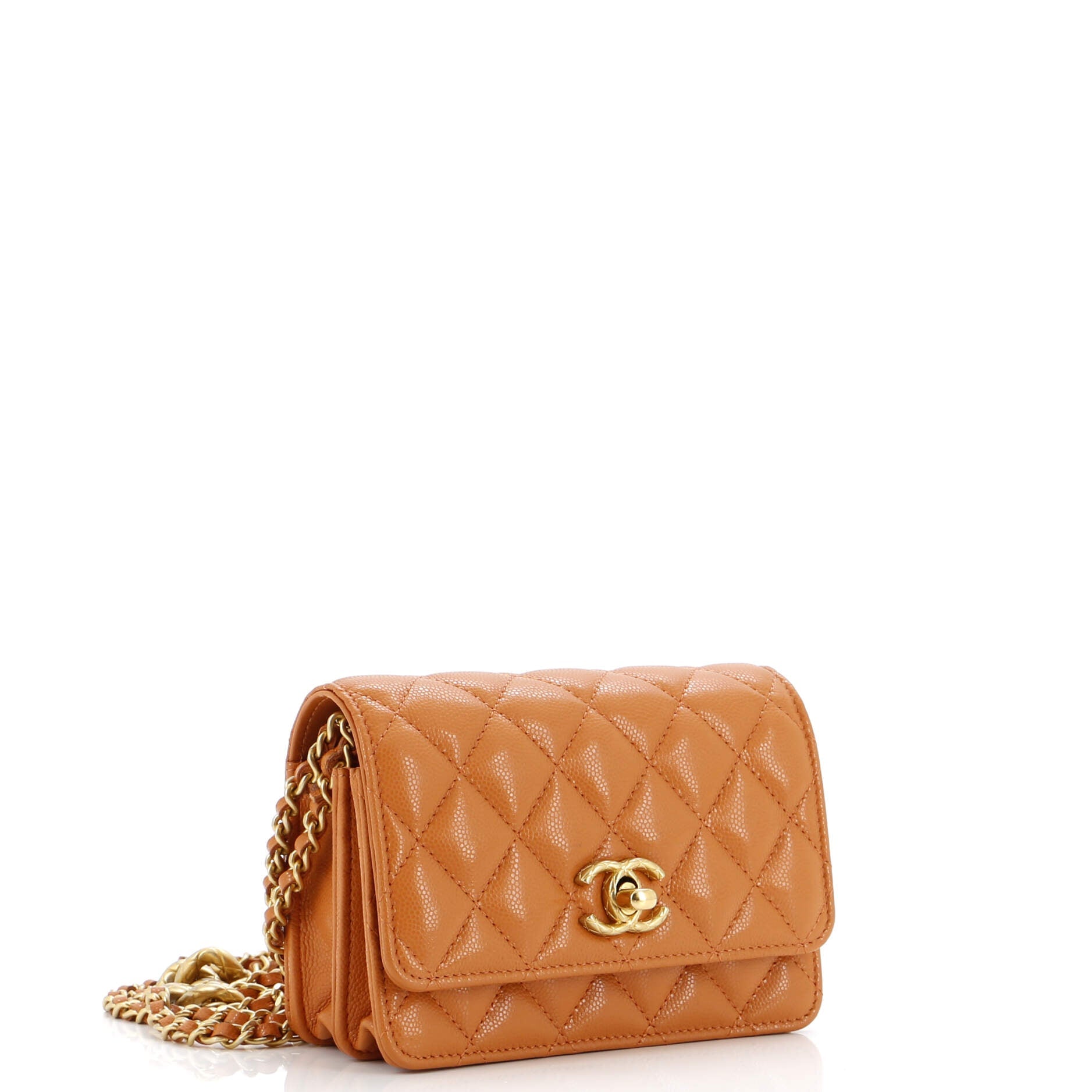 Mixed Chain Link CC Wallet on Chain Quilted Caviar Mini