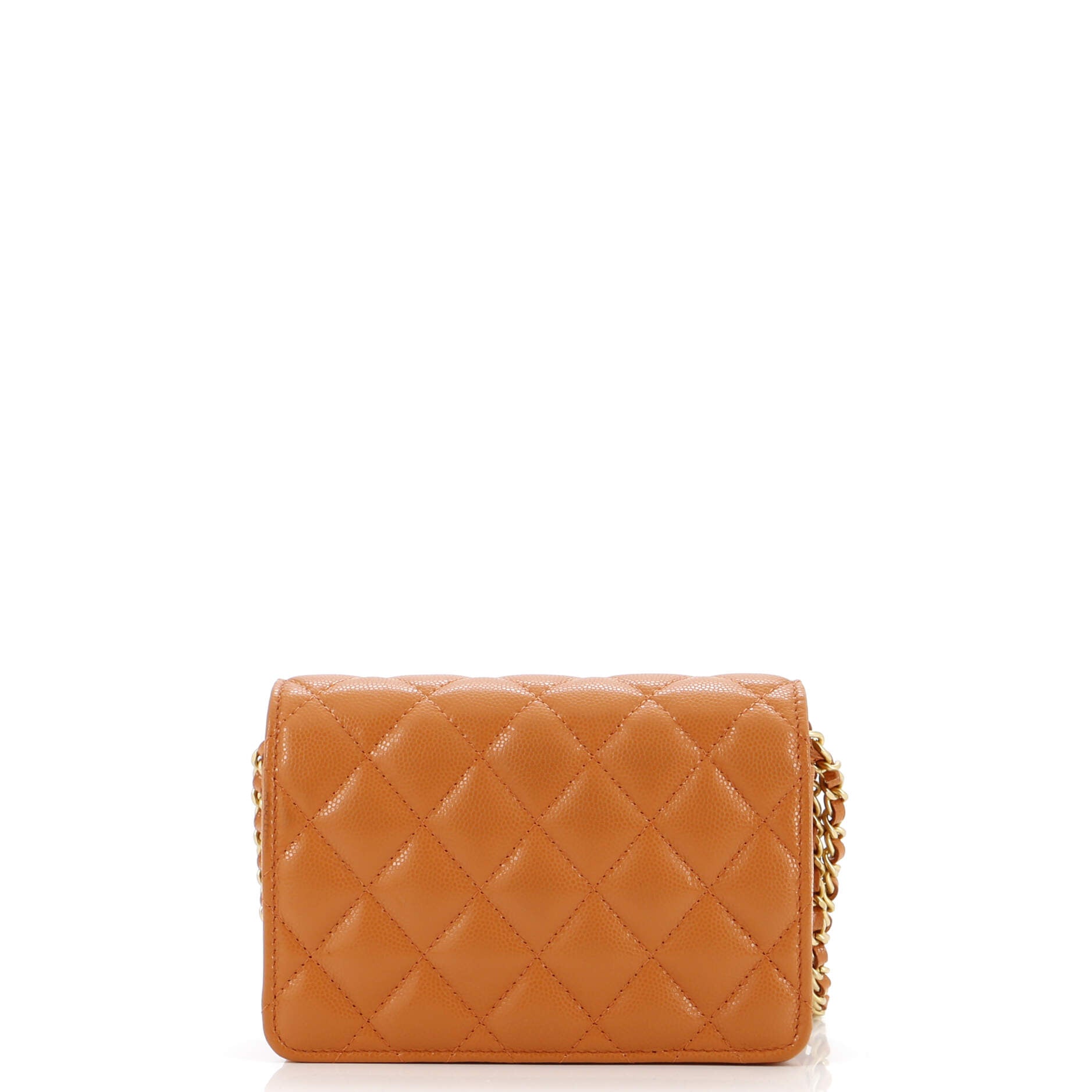 Mixed Chain Link CC Wallet on Chain Quilted Caviar Mini