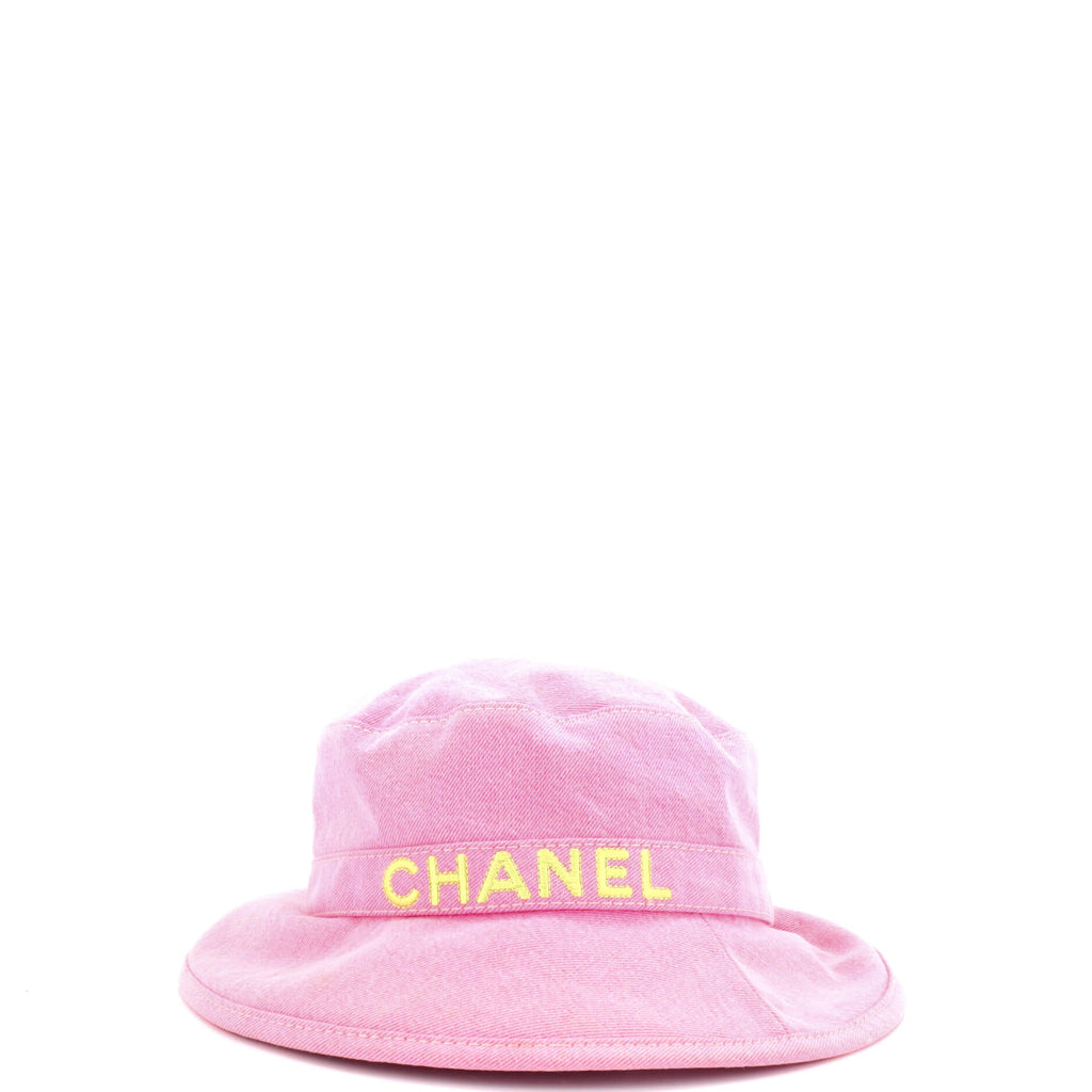 Logo Letters Bucket Hat Embroidered Denim