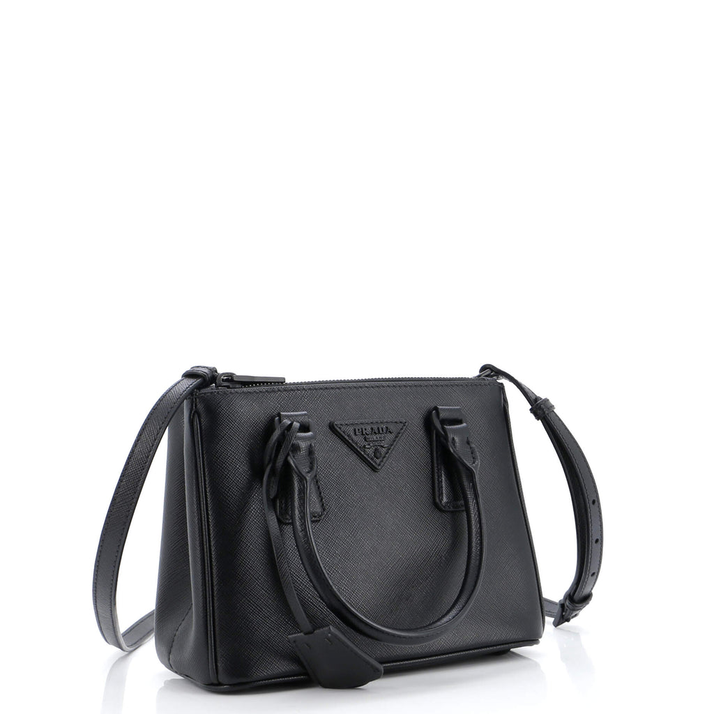 Monochrome Galleria Double Zip Tote Saffiano Leather Mini