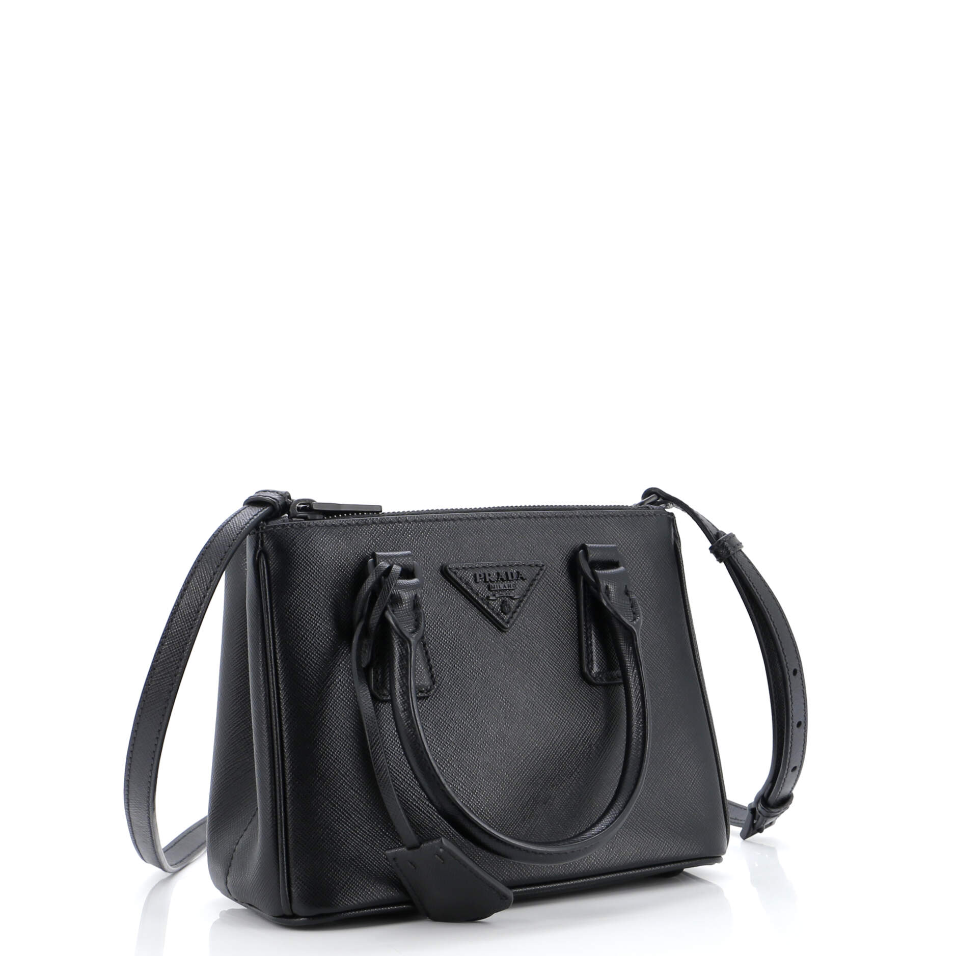 Monochrome Galleria Double Zip Tote Saffiano Leather Mini