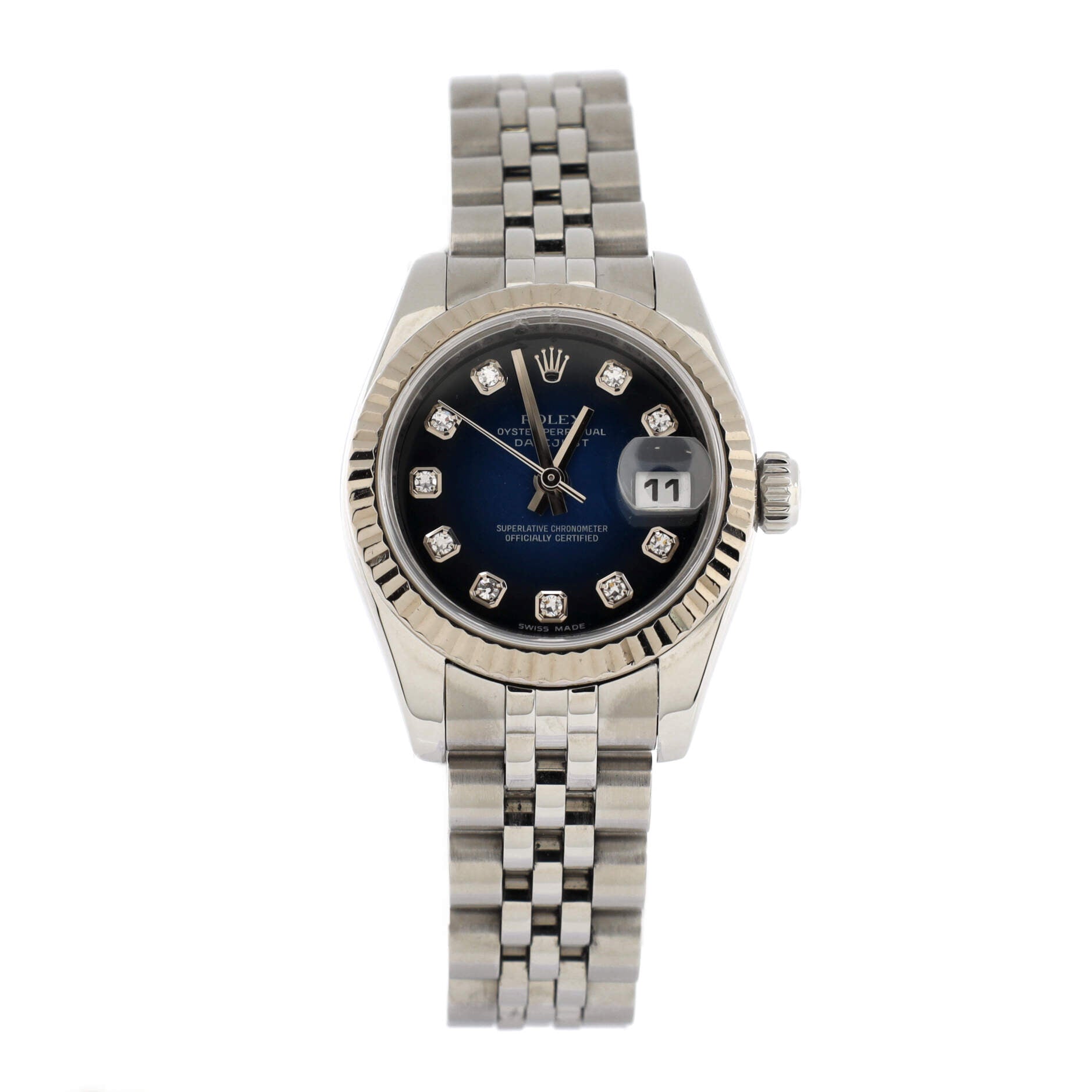 Oyster Perpetual Datejust Automatic Watch Stainless Steel and White Gold with Diamond Markers 26