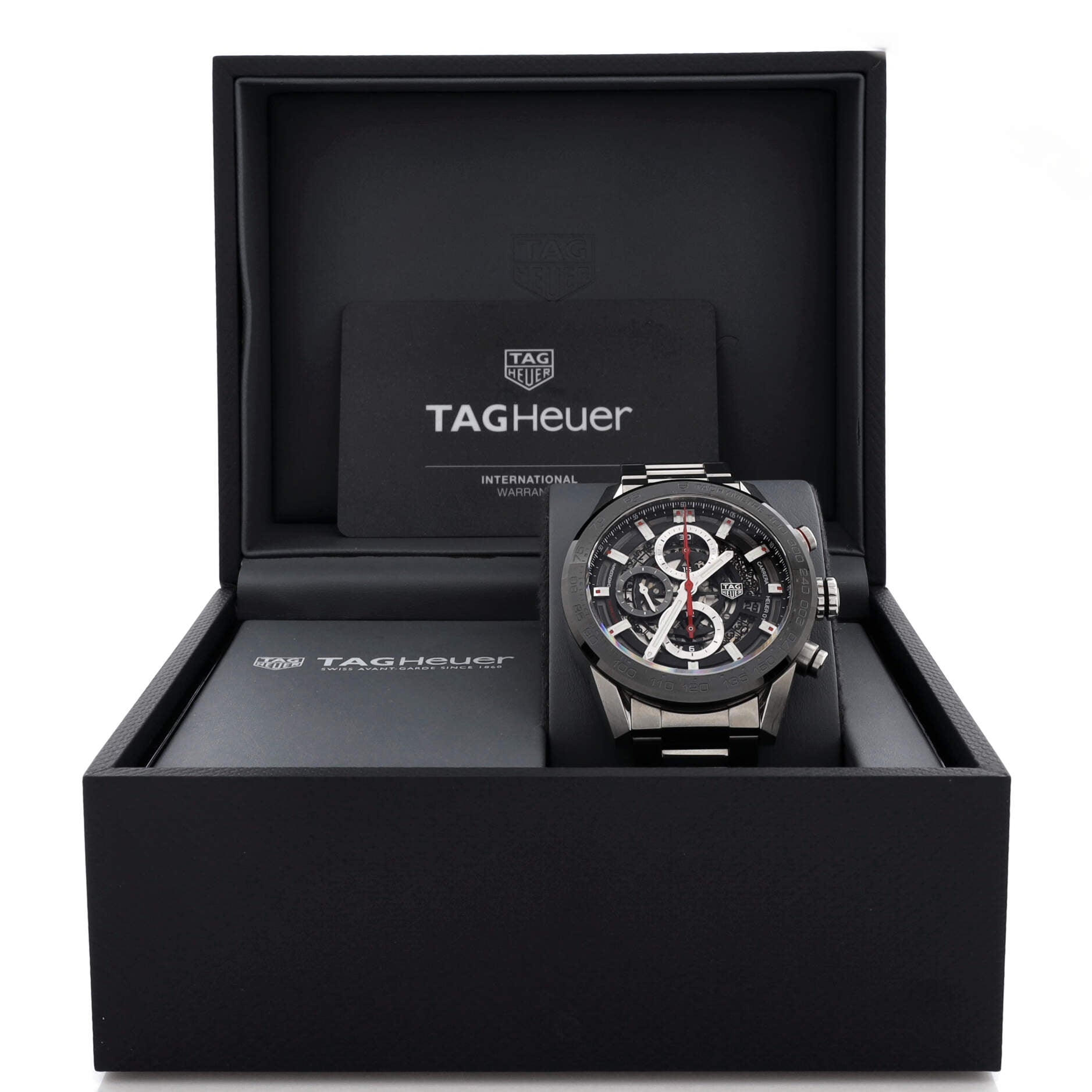 Carrera Calibre Heuer 01 Skeleton Chronograph Automatic Watch Stainless Steel and Ceramic 43