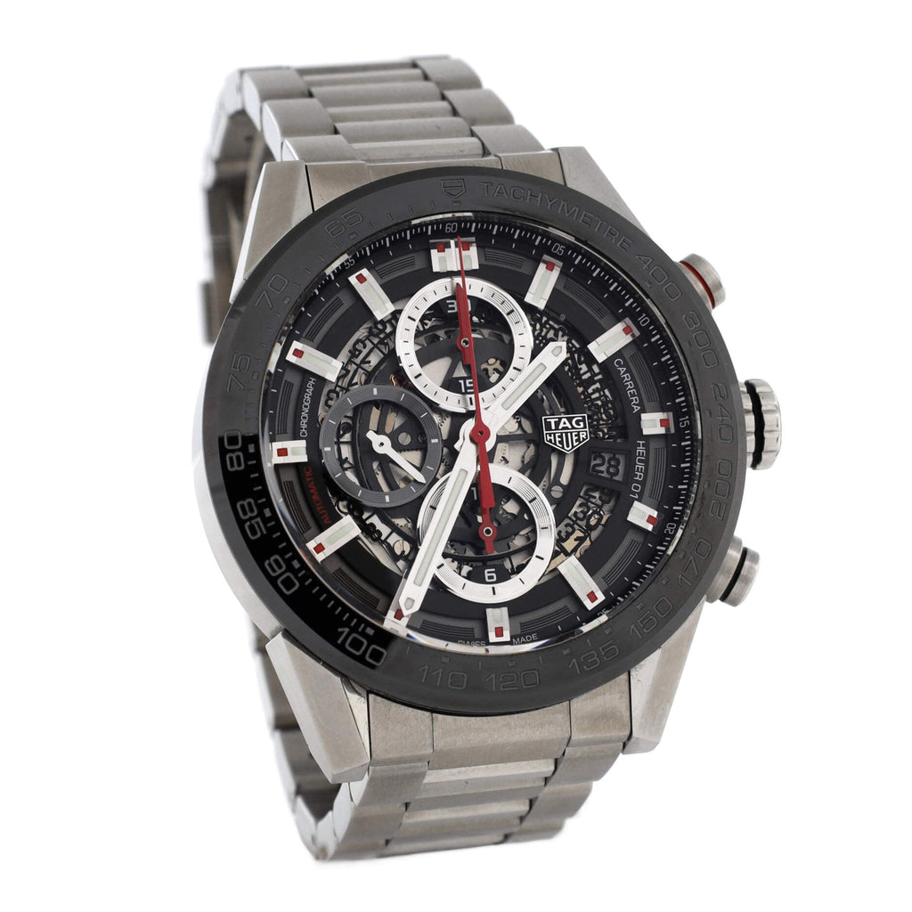 Carrera Calibre Heuer 01 Skeleton Chronograph Automatic Watch Stainless Steel and Ceramic 43