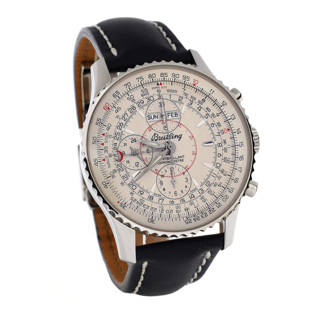 Navitimer Montbrillant Datora Chronograph Automatic Watch Stainless Steel and Leather 43