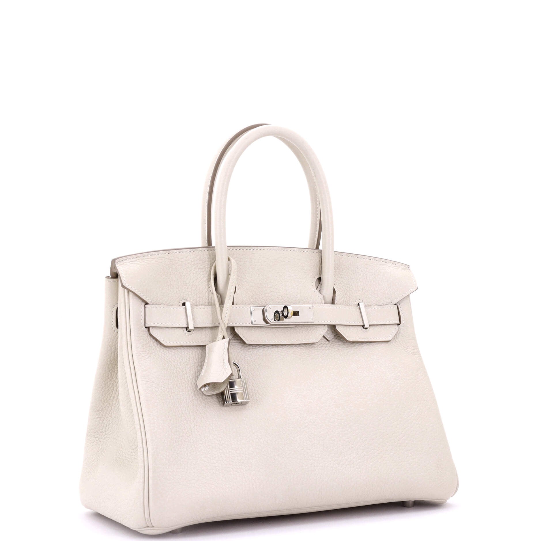 Birkin Handbag Light Clemence with Palladium Hardware 30