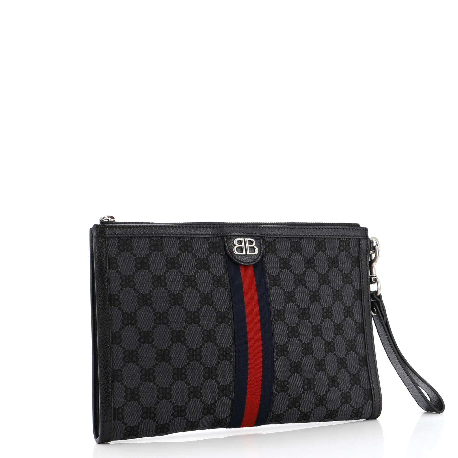 x Gucci The Hacker Project Web Wristlet Clutch BB Canvas