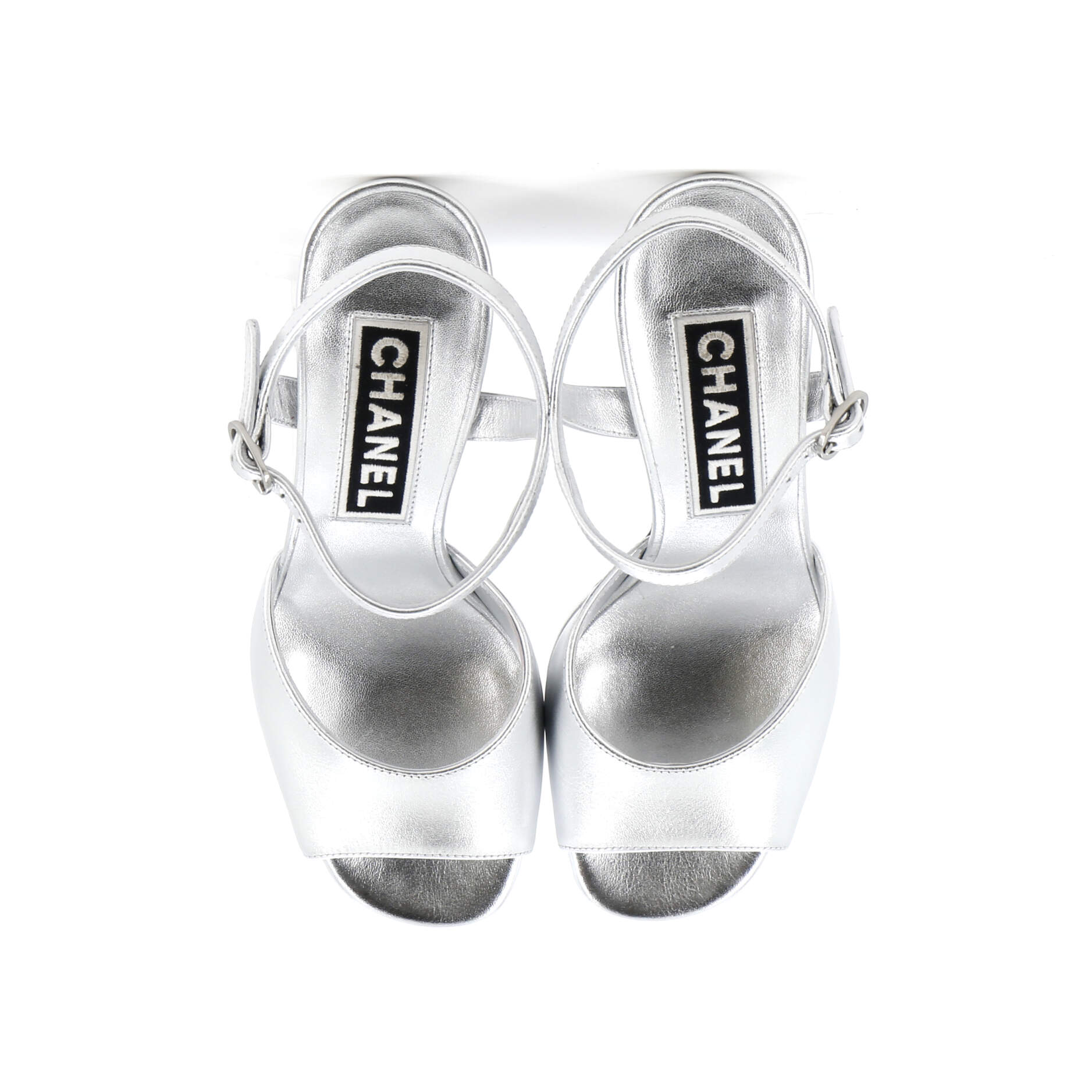 Women's CC Ankle Strap Platform Sandals Leather and Crystals