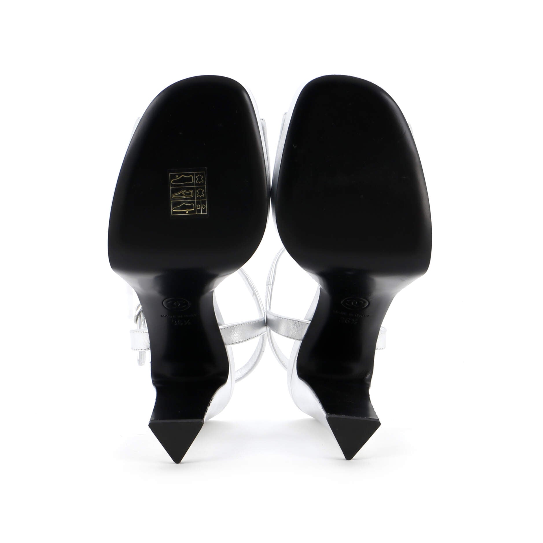 Women's CC Ankle Strap Platform Sandals Leather and Crystals