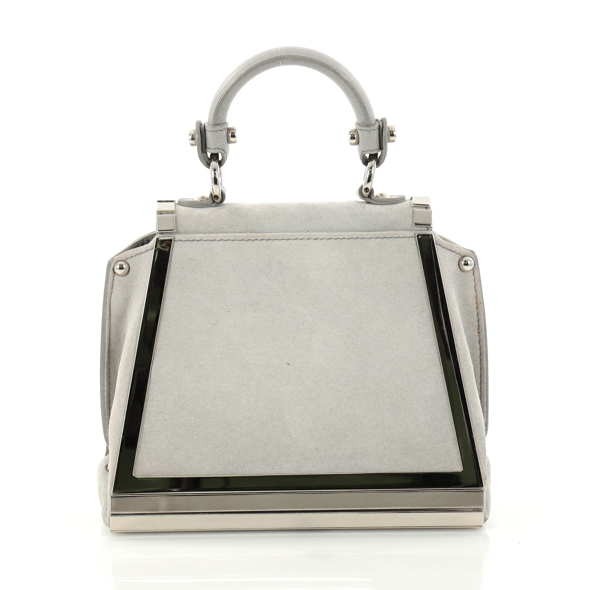 Metal Frame Sofia Satchel Suede Mini