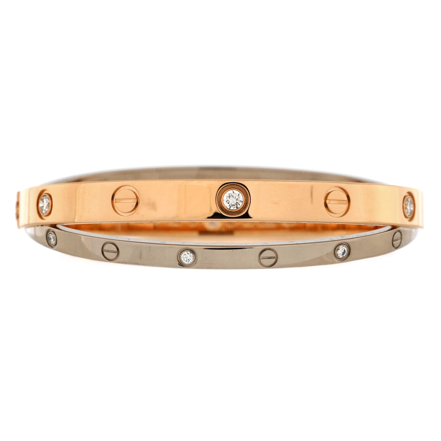 Double Love Bracelet 18K Rose Gold with 18K White Gold with Diamonds