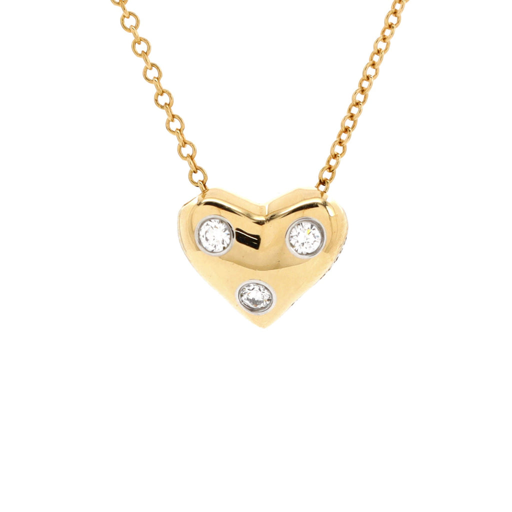 Etoile Heart 3 Diamond Pendant Necklace 18K Yellow Gold with Platinum and Diamonds