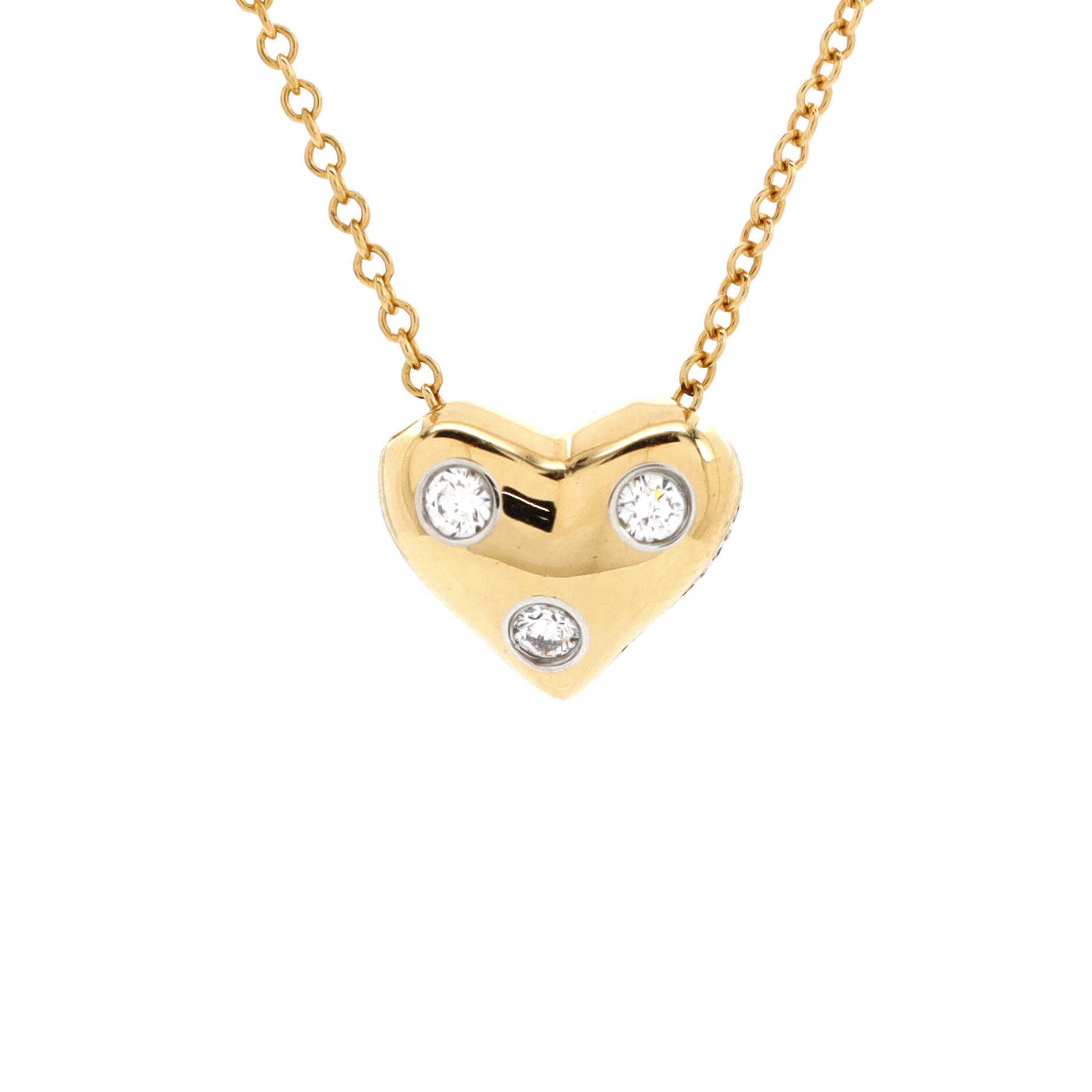Etoile Heart 3 Diamond Pendant Necklace 18K Yellow Gold with Platinum and Diamonds