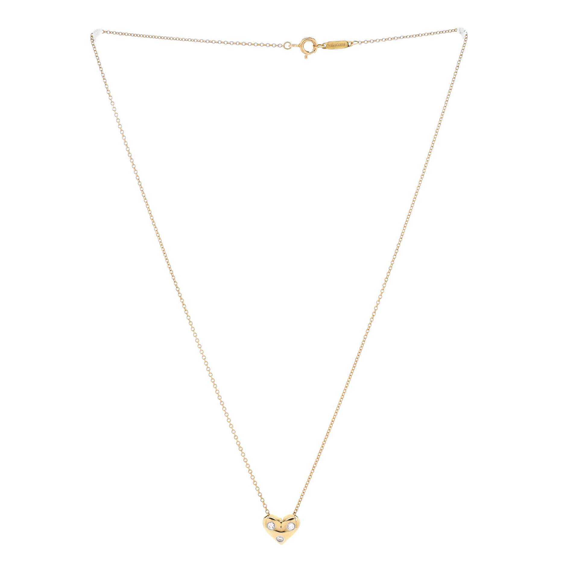Etoile Heart 3 Diamond Pendant Necklace 18K Yellow Gold with Platinum and Diamonds