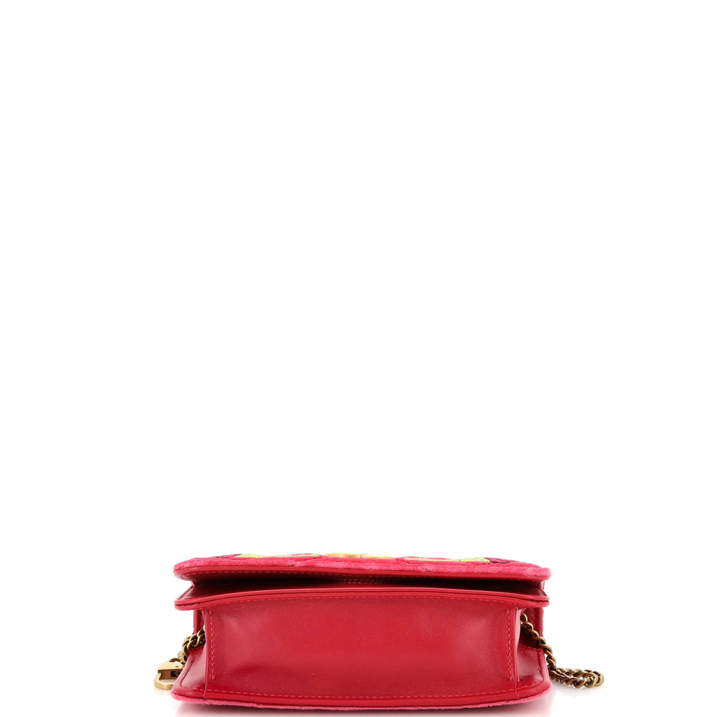 GG Marmont Chain Flap Bag Embroidered Matelasse Velvet Mini