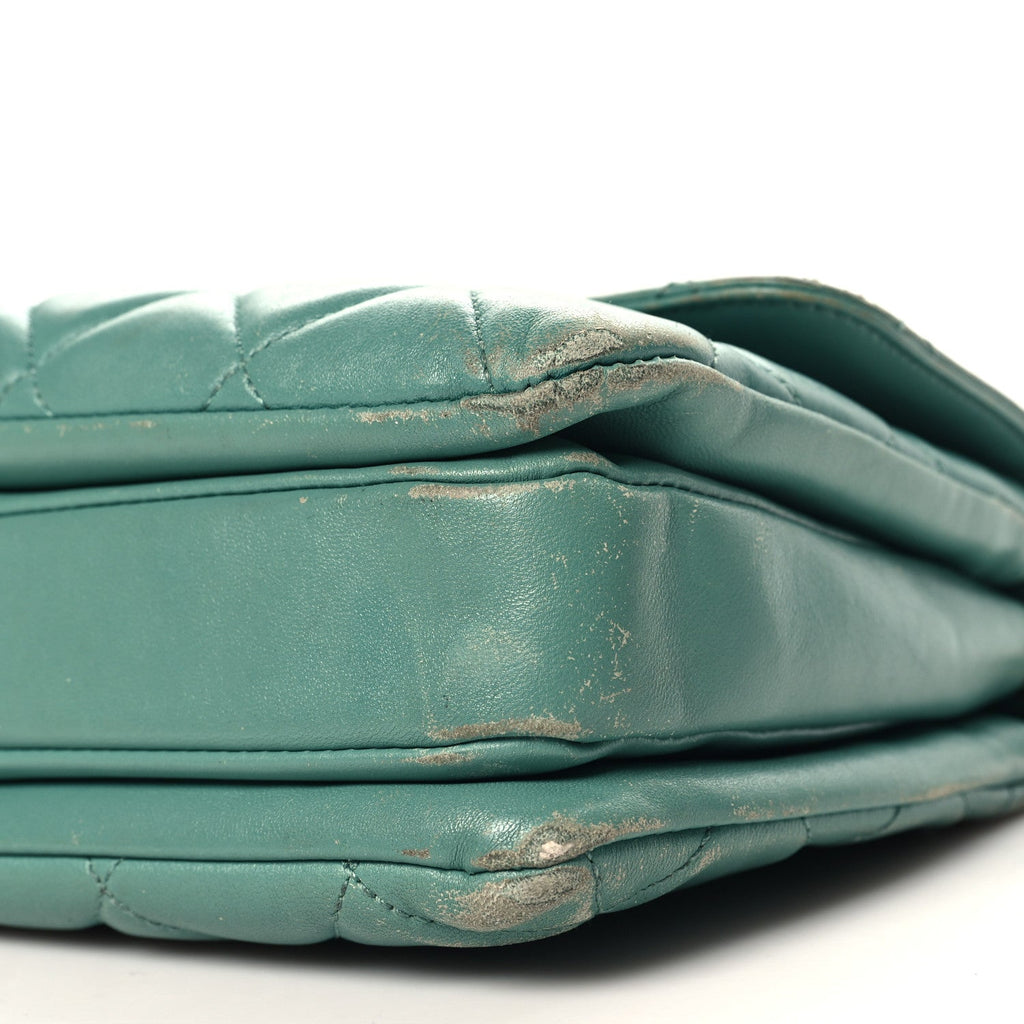 Lambskin Quilted Small Trendy CC Flap Dual Handle Bag Green
