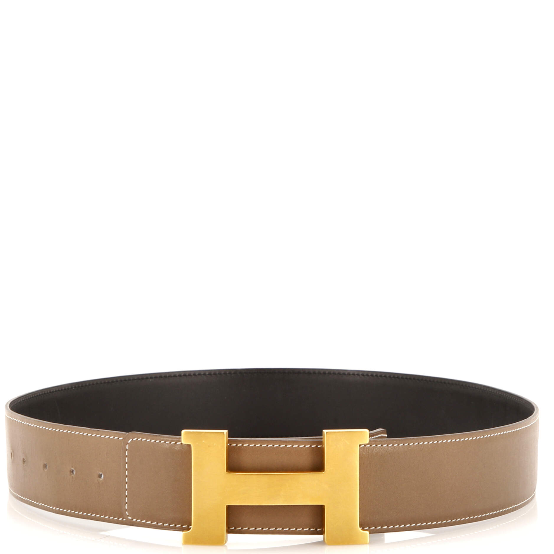 Constance Martelee H Reversible Belt Leather with Brushed Hardware Wide 85