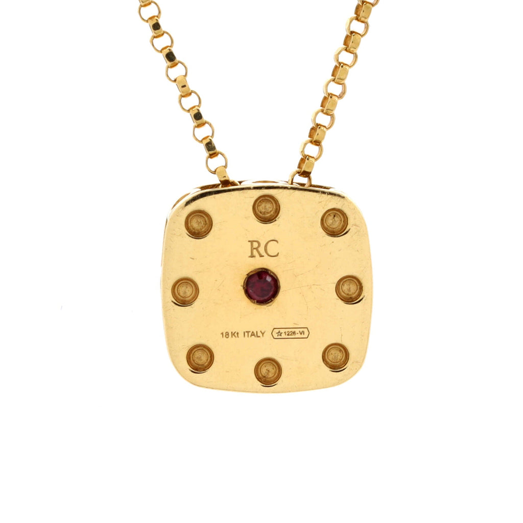 Pois Moi Square Pendant Necklace 18K Yellow Gold and Pave Diamonds Small