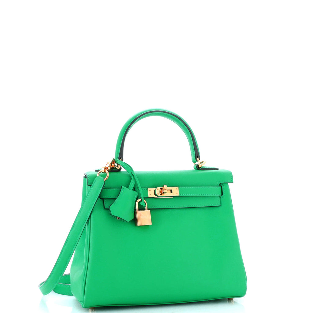 Kelly Handbag Menthe Swift with Gold Hardware 25