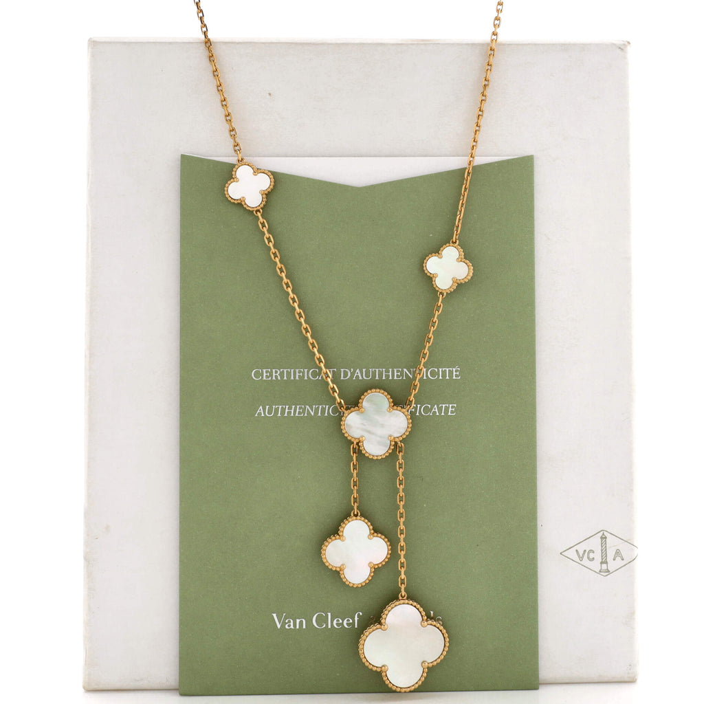 Magic Alhambra 6 Motifs Necklace 18K Yellow Gold and Mother of Pearl