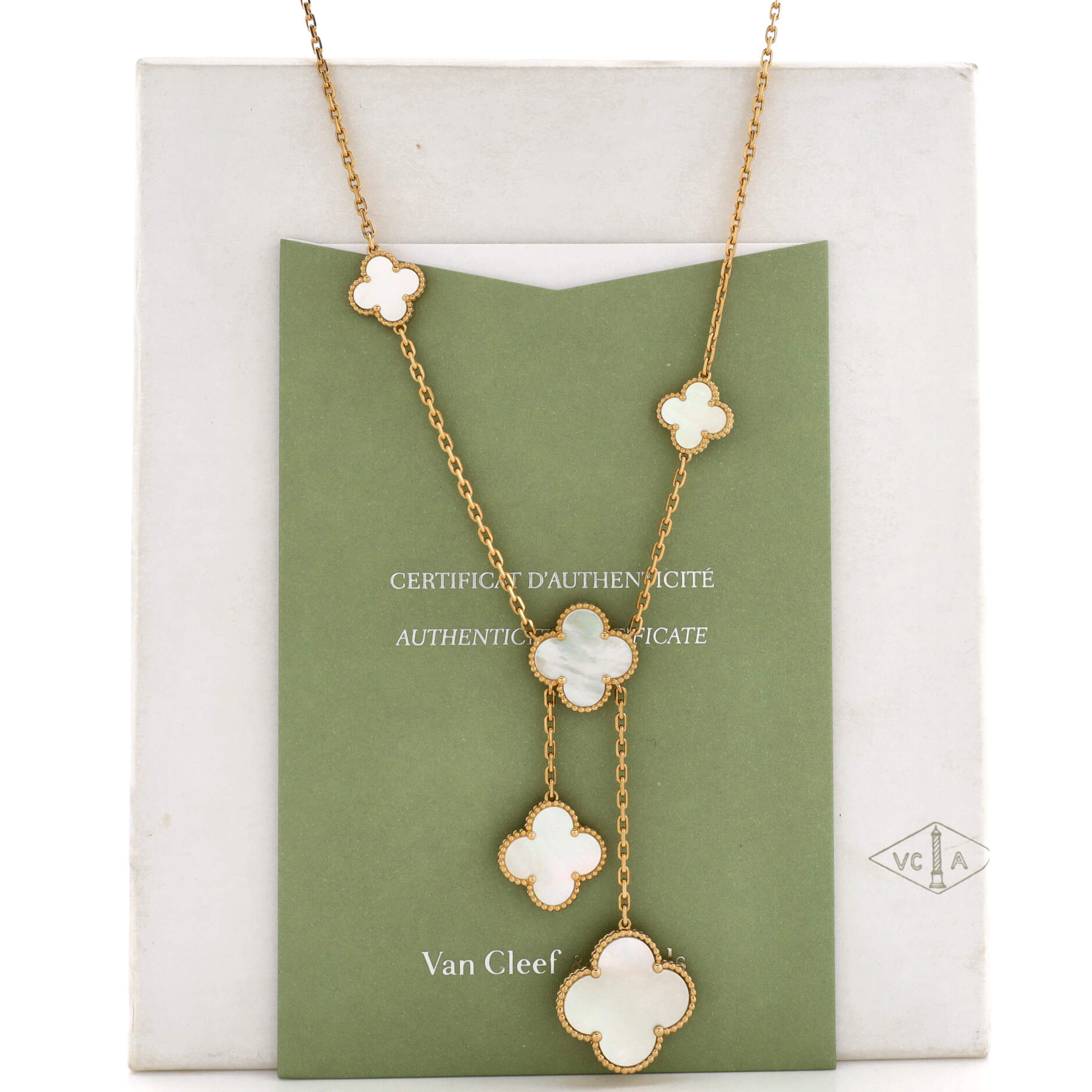 Magic Alhambra 6 Motifs Necklace 18K Yellow Gold and Mother of Pearl