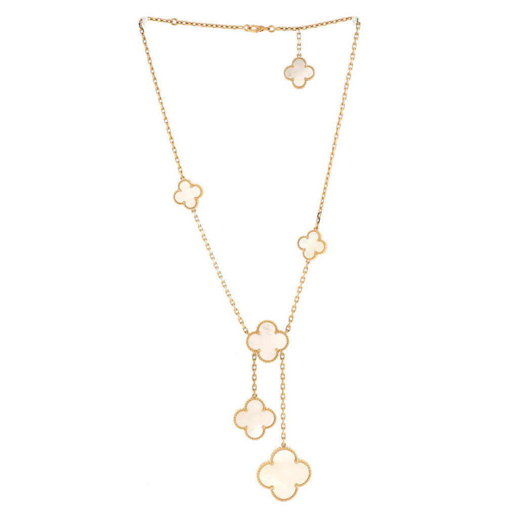Magic Alhambra 6 Motifs Necklace 18K Yellow Gold and Mother of Pearl