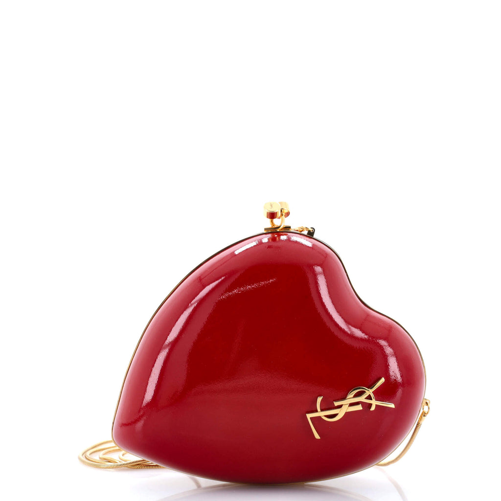 Love Heart Chain Box Clutch Patent Small