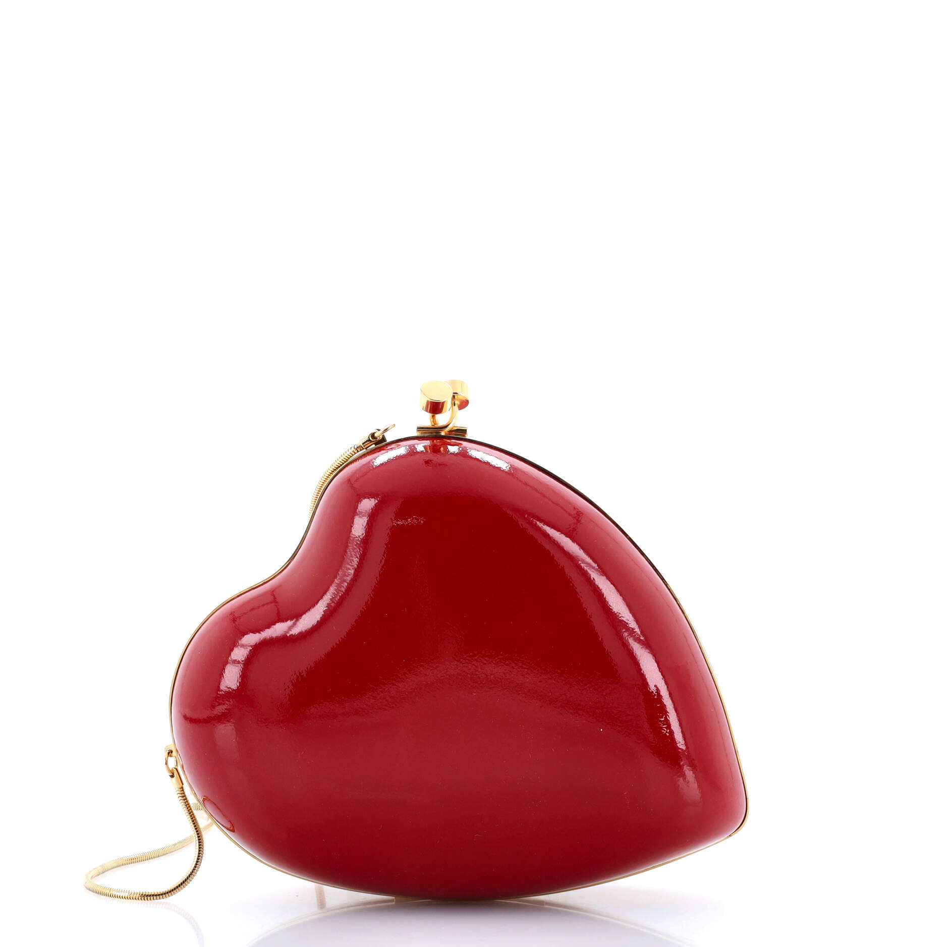 Love Heart Chain Box Clutch Patent Small