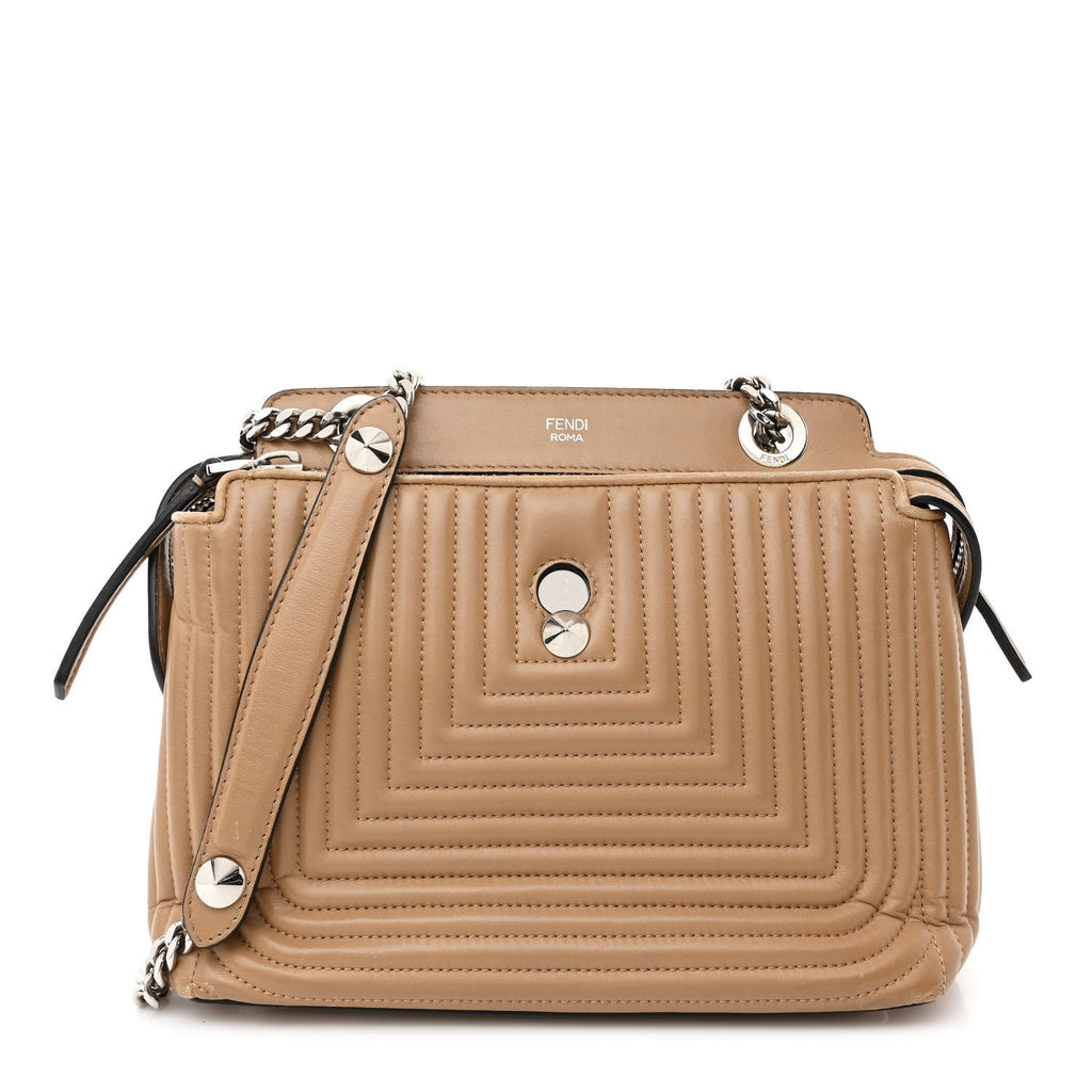 Shiny Nappa Trapuntata Small DotCom  Chain Satchel Cuoio