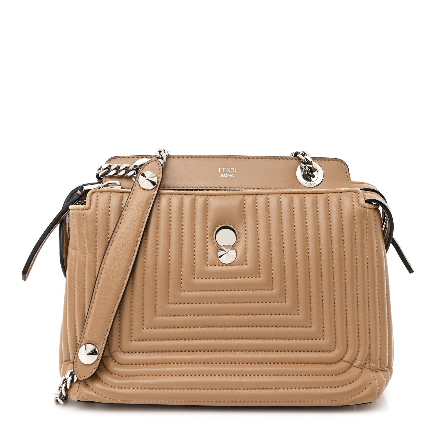 Shiny Nappa Trapuntata Small DotCom  Chain Satchel Cuoio