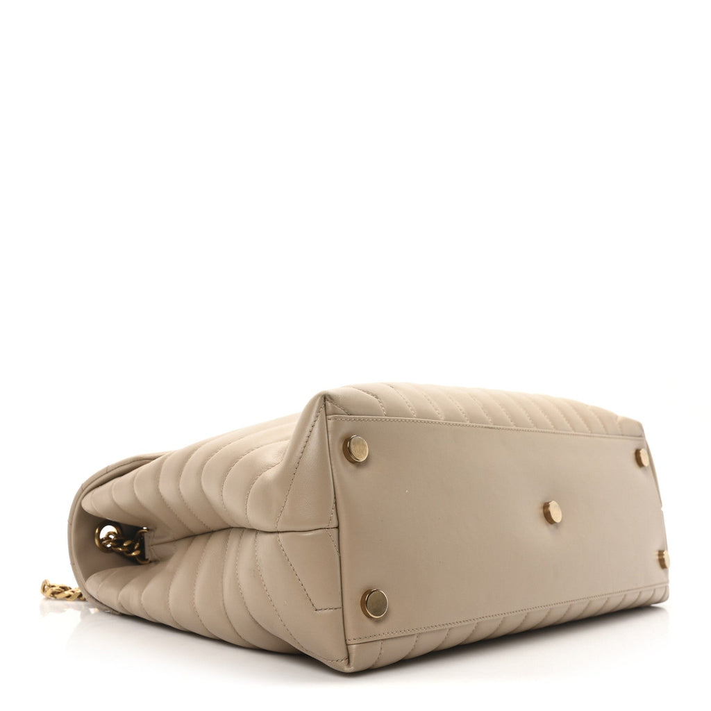 Calfskin Matelasse Large Loulou Monogram Chain Satchel Dark Beige