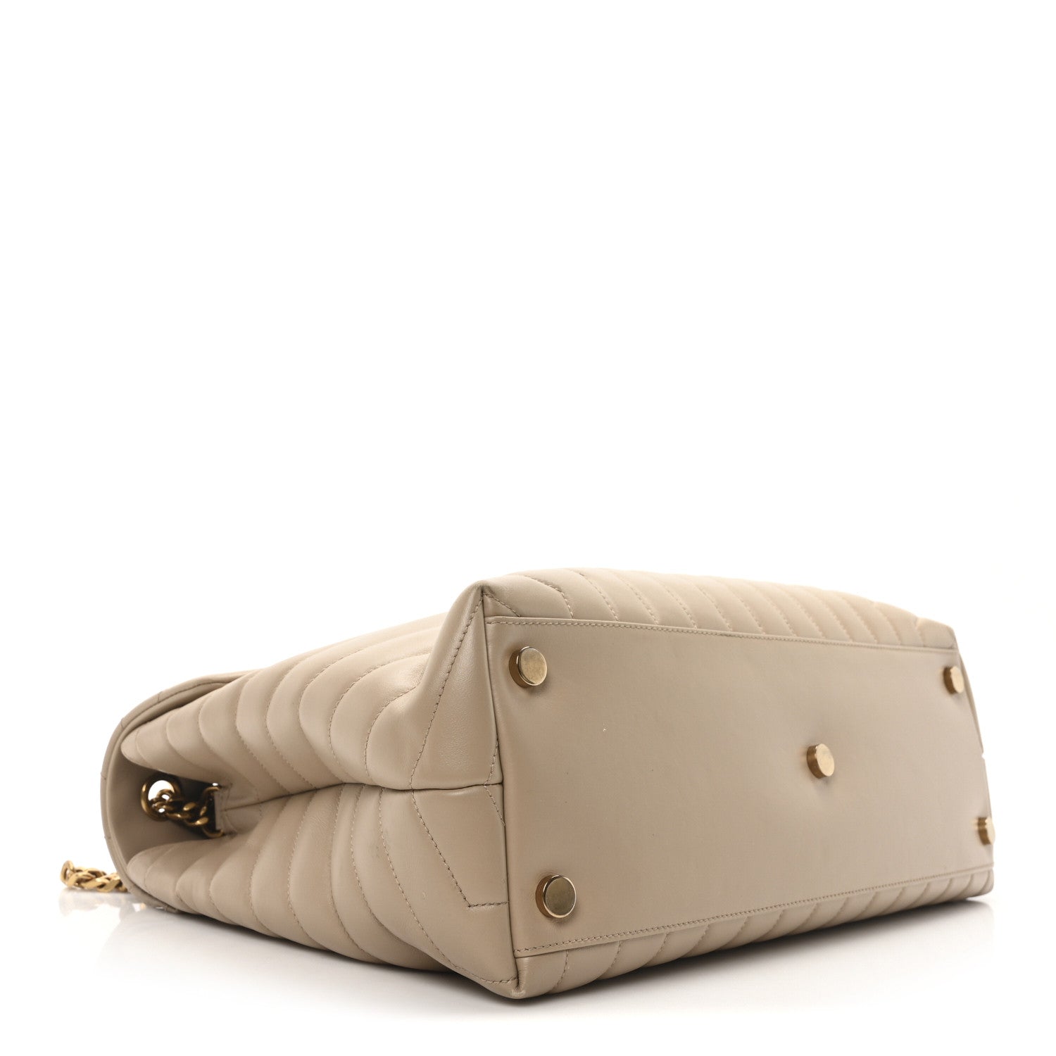Calfskin Matelasse Large Loulou Monogram Chain Satchel Dark Beige