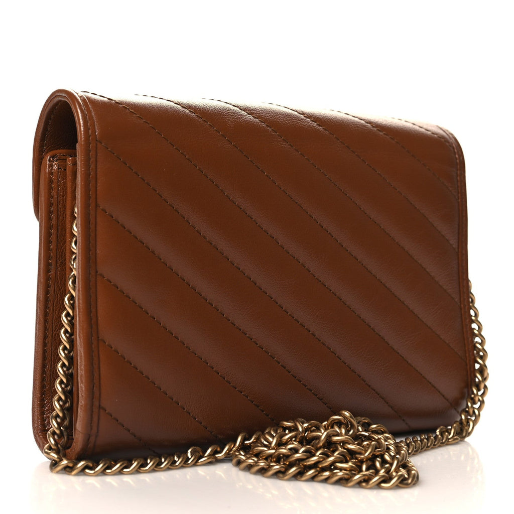 Azalea Calfskin Matelasse Diagonal GG Marmont Chain Wallet Cuir