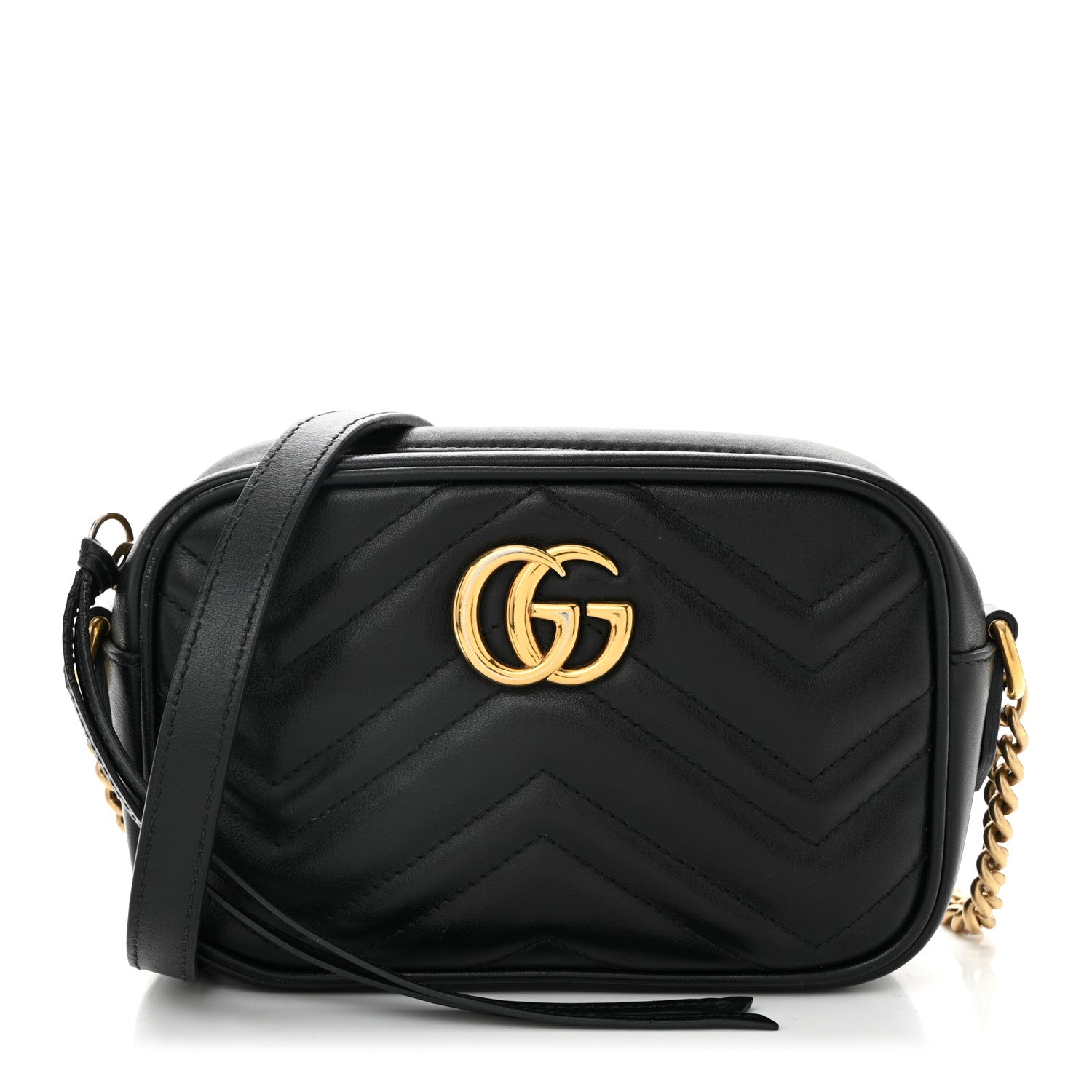 Calfskin Matelasse Mini GG Marmont Chain Shoulder Bag Black