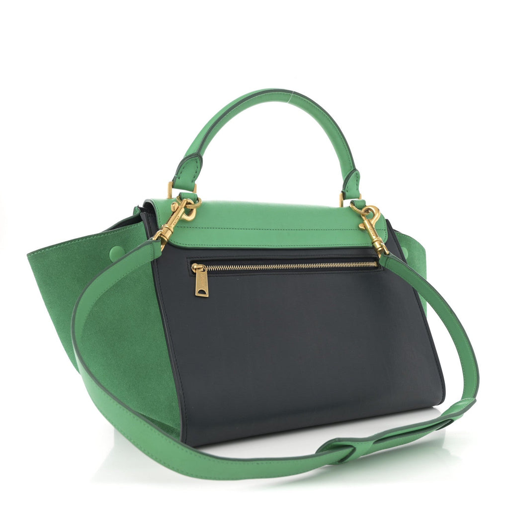 Smooth Calfskin Suede Small Bi-Color Trapeze Palm