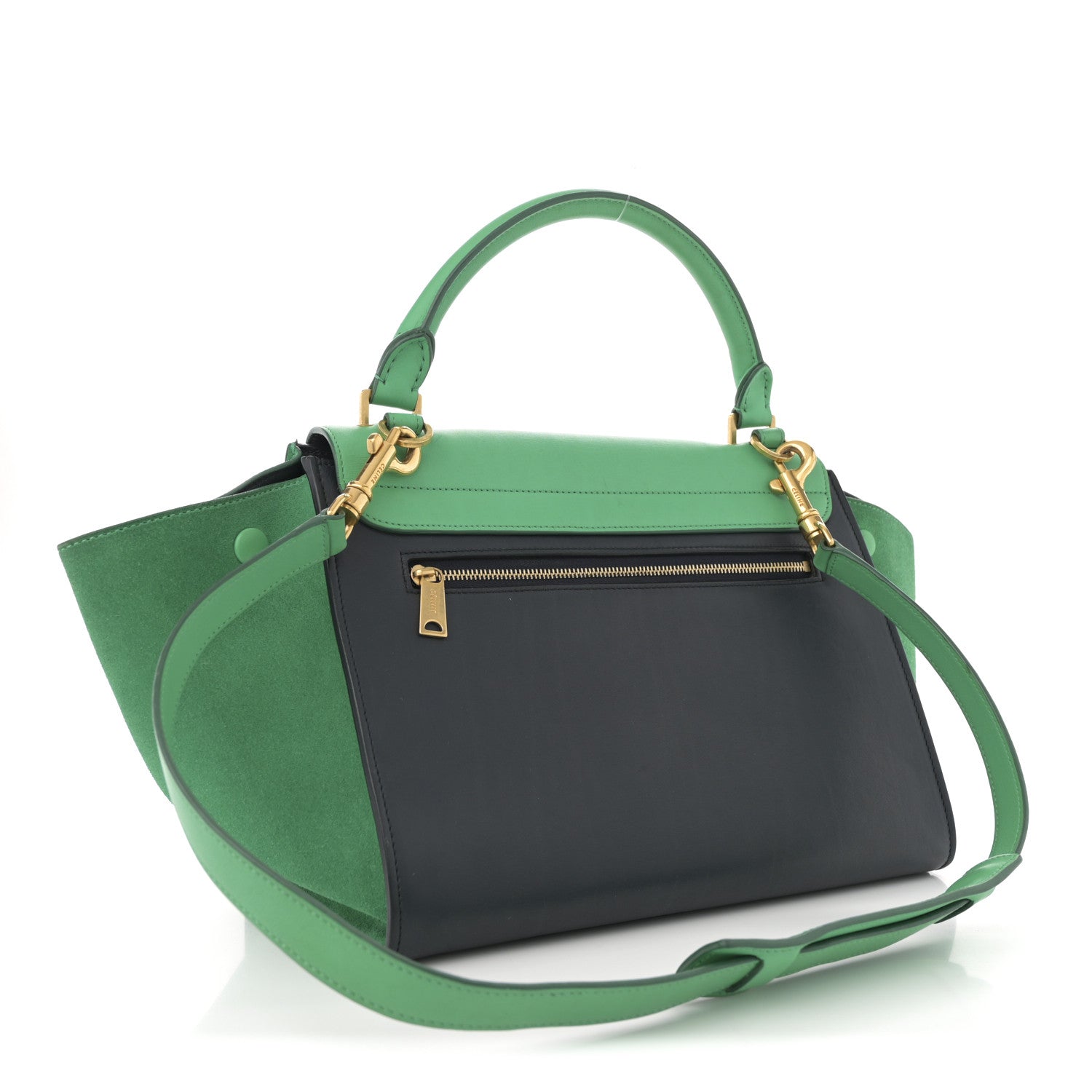 Smooth Calfskin Suede Small Bi-Color Trapeze Palm