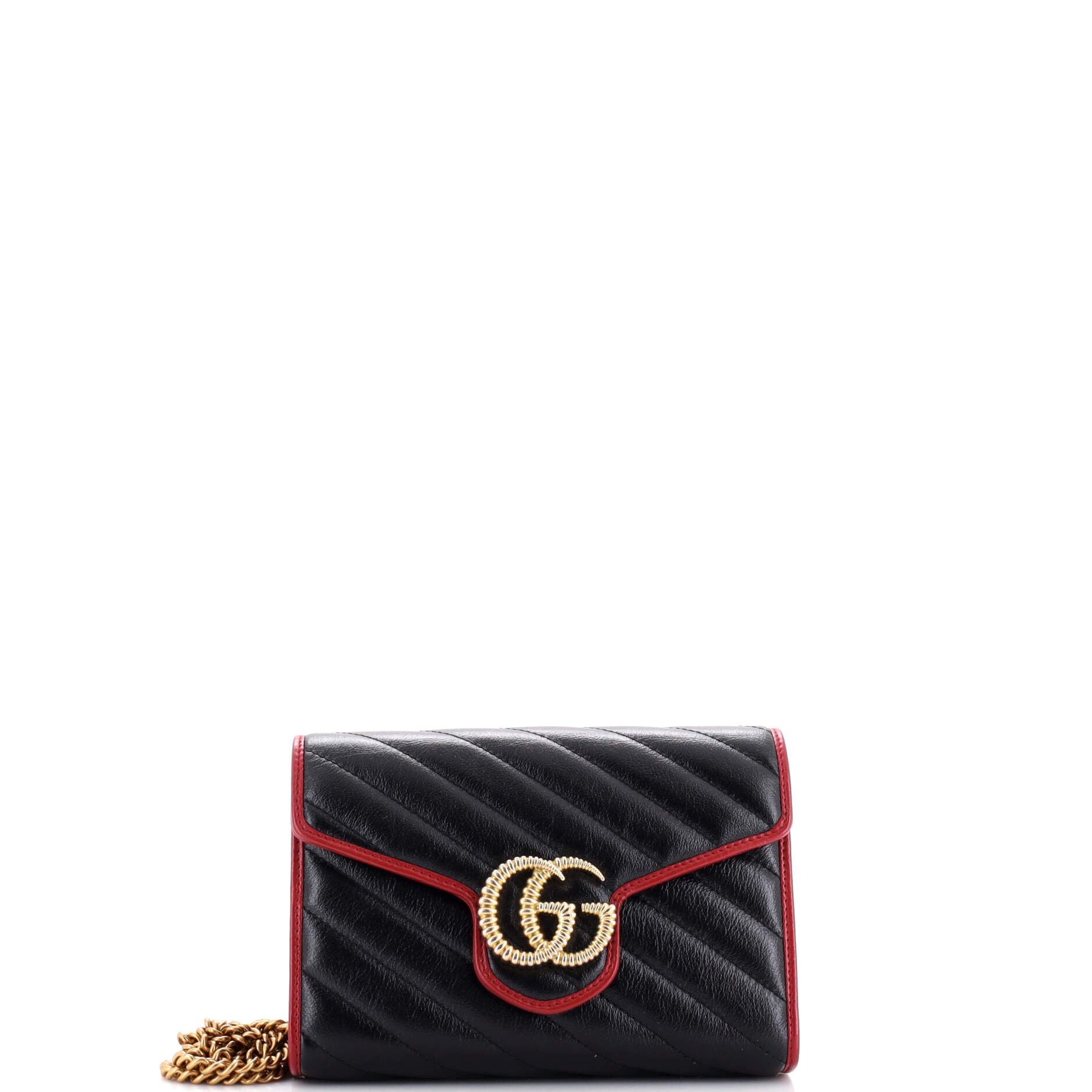 GG Marmont Chain Wallet Diagonal Quilted Leather Mini