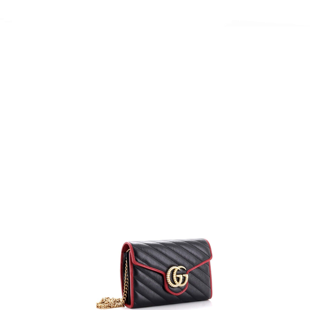 GG Marmont Chain Wallet Diagonal Quilted Leather Mini