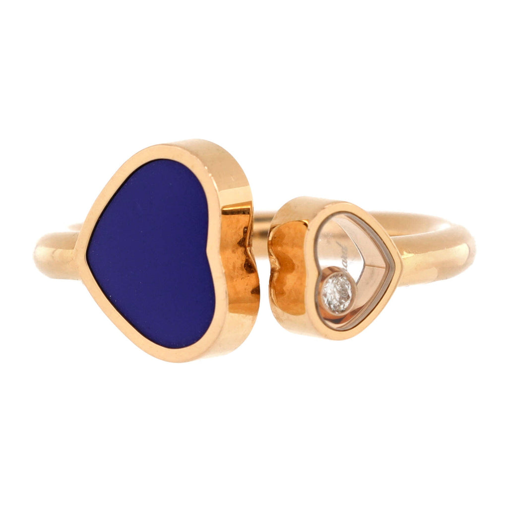Happy Hearts Ring 18K Rose Gold and Lapis Lazuli with 1 Floating Diamond