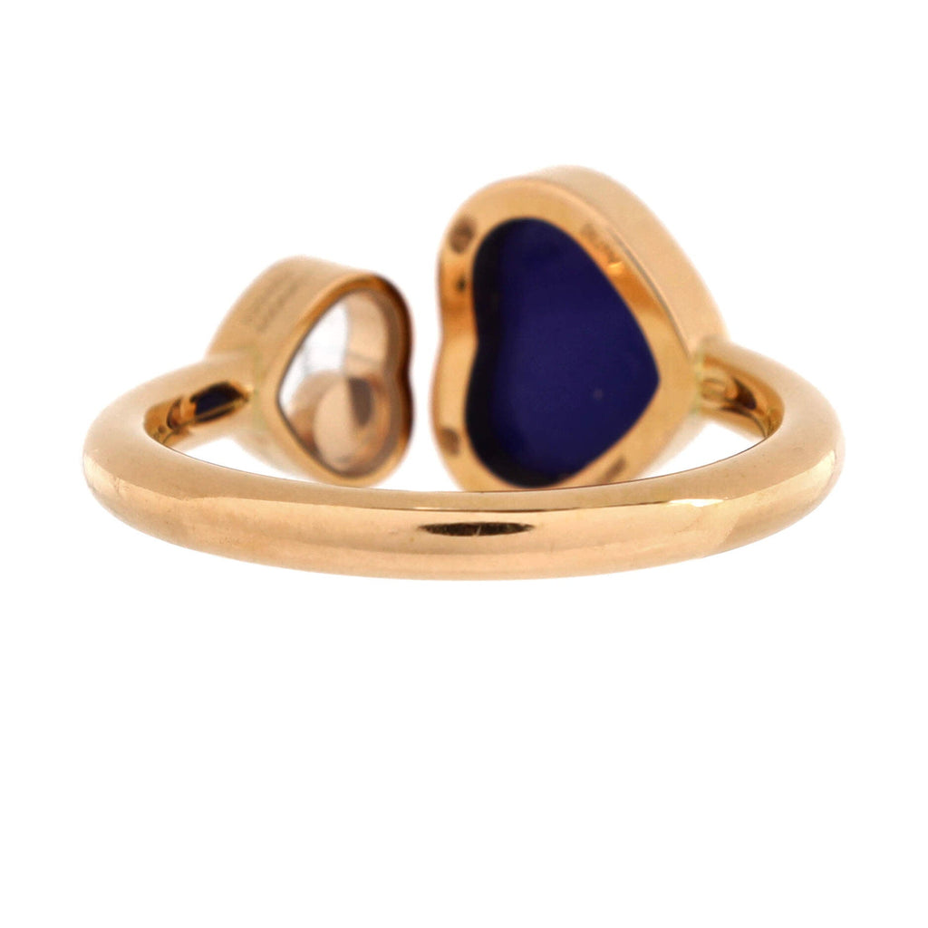 Happy Hearts Ring 18K Rose Gold and Lapis Lazuli with 1 Floating Diamond