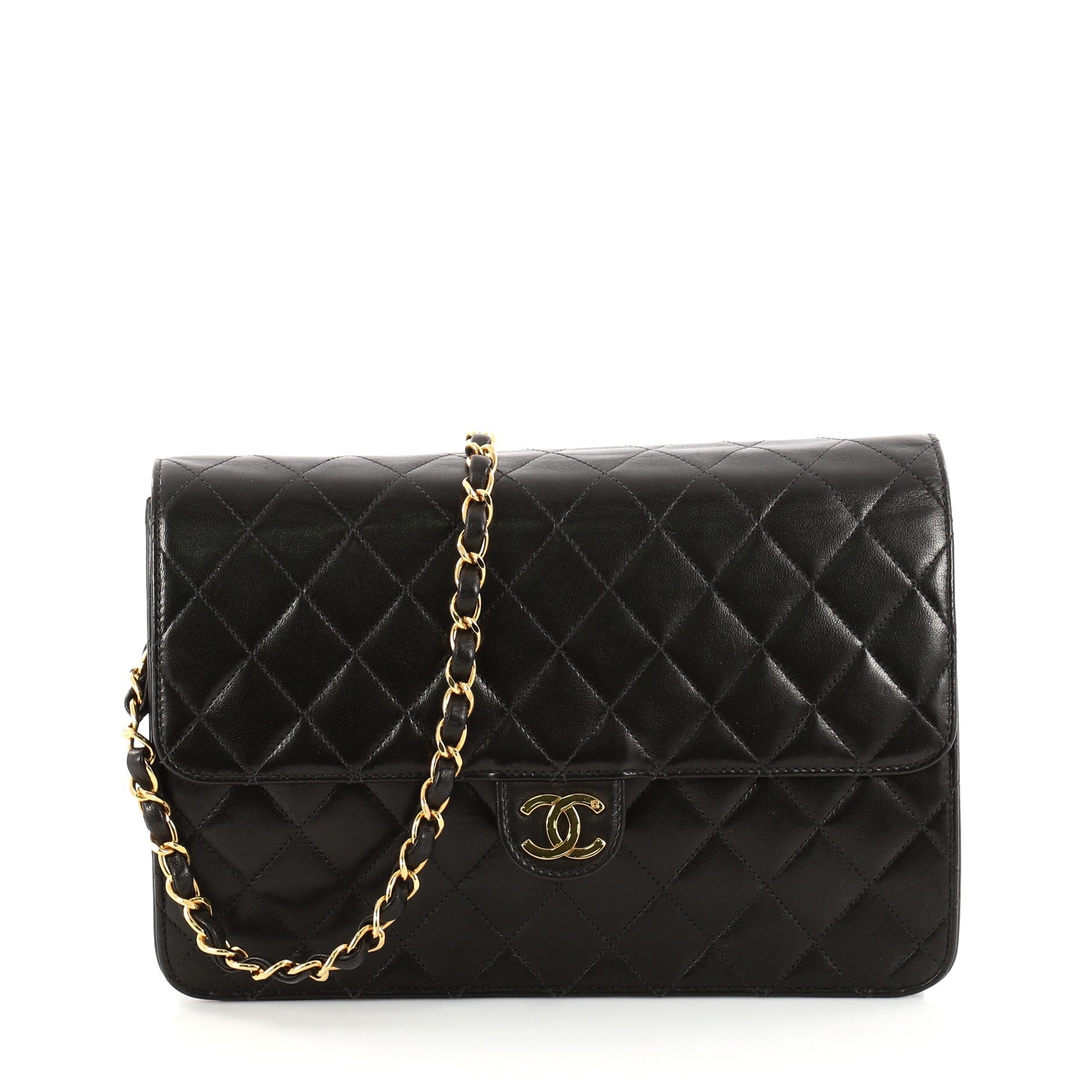 Vintage Clutch with Chain Quilted Leather Medium
